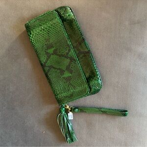 Green Snake Print Wristlet